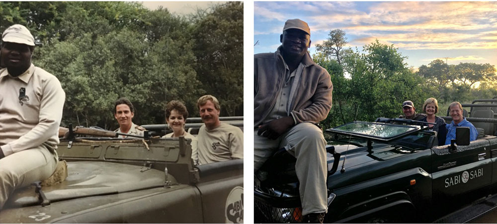 Photographs from Mrs. and Mr. Pandol's safari in 1986 vs. Now.